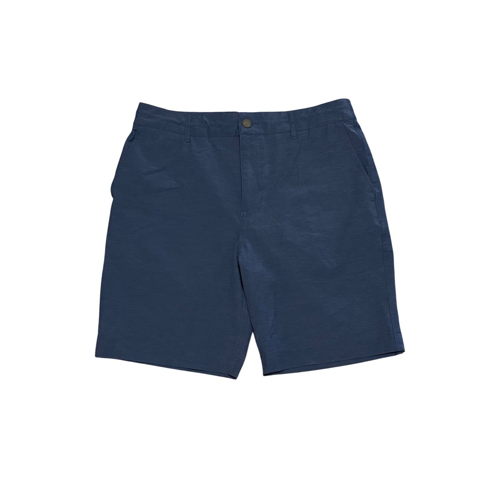 Faherty All Day Shorts Mens 32 Navy Blue Hybrid Swim Trunks Recycled Stretch 7in